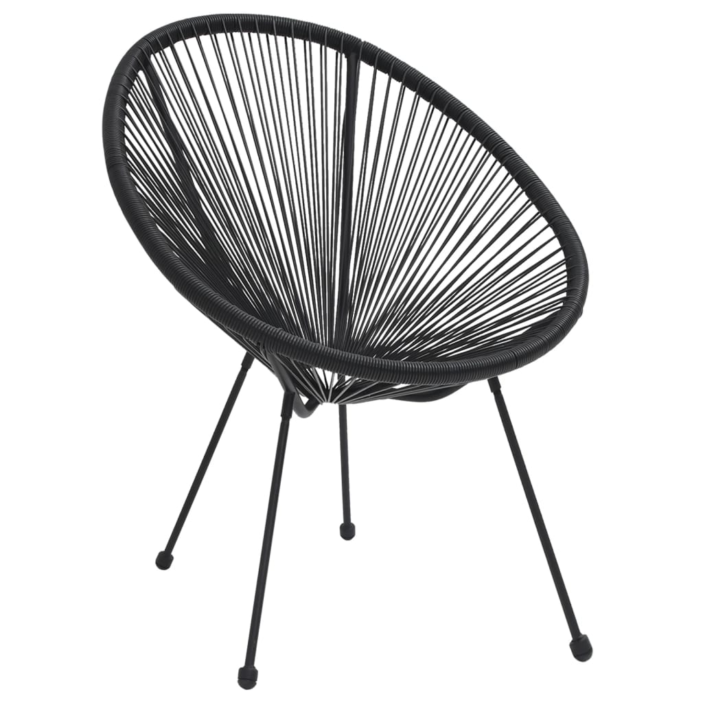 vidaXL Moon Chair | Set of 2 | Black | Round PVC Rattan | Garden Chair | Round
