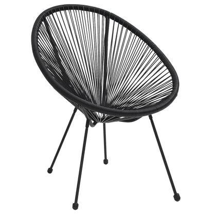 vidaXL Moon Chair | Set of 2 | Black | Round PVC Rattan | Garden Chair | Round