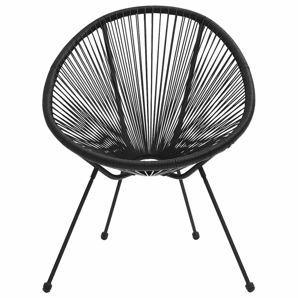 vidaXL Moon Chair | Set of 2 | Black | Round PVC Rattan | Garden Chair | Round