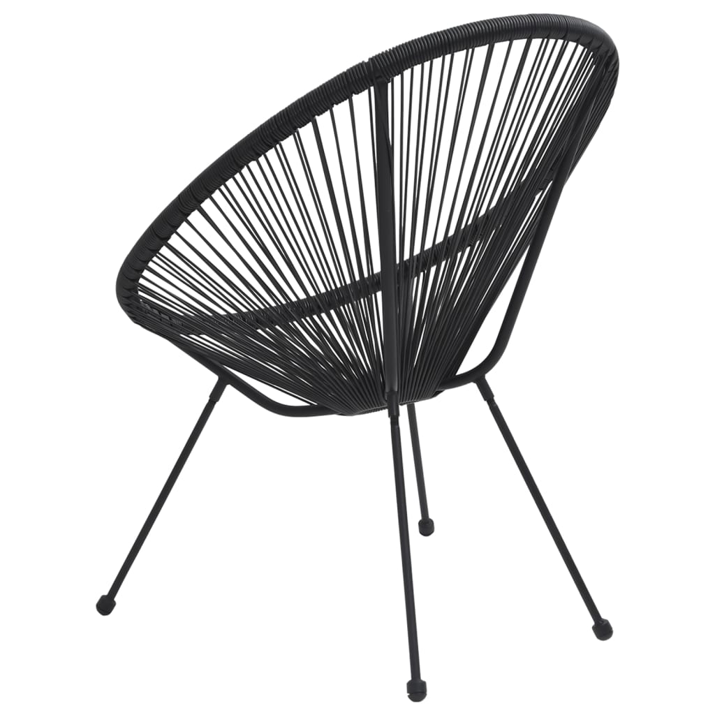 vidaXL Moon Chair | Set of 2 | Black | Round PVC Rattan | Garden Chair | Round