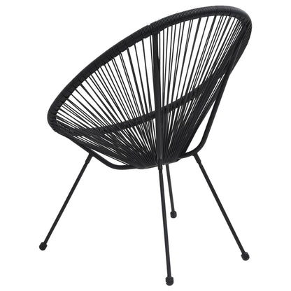 vidaXL Moon Chair | Set of 2 | Black | Round PVC Rattan | Garden Chair | Round