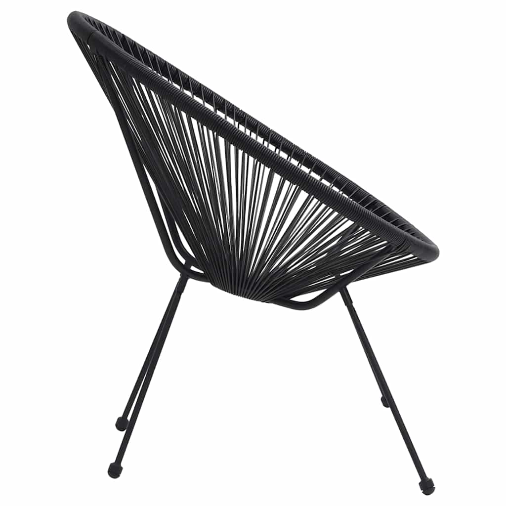 vidaXL Moon Chair | Set of 2 | Black | Round PVC Rattan | Garden Chair | Round