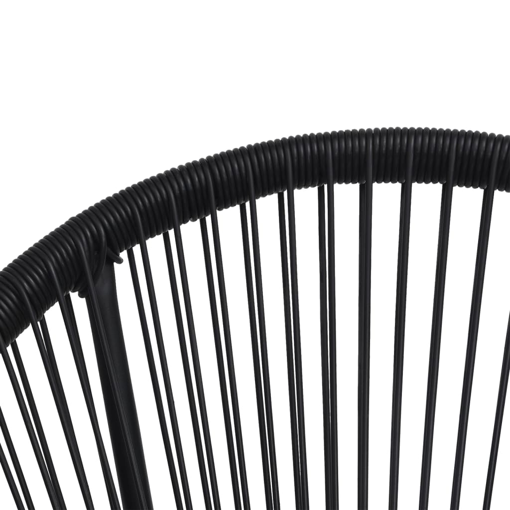 vidaXL Moon Chair | Set of 2 | Black | Round PVC Rattan | Garden Chair | Round