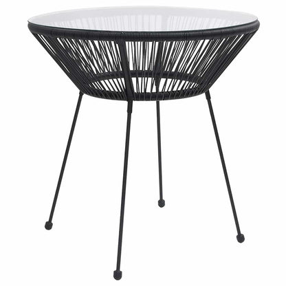 312165 vidaXL Garden Dining Table Black Ø70x74 cm Rattan and Glass
