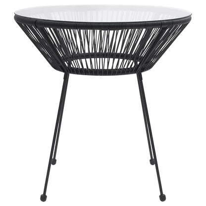 vidaXL Garden Dining Table Black Ø70x74 cm Rattan and Glass