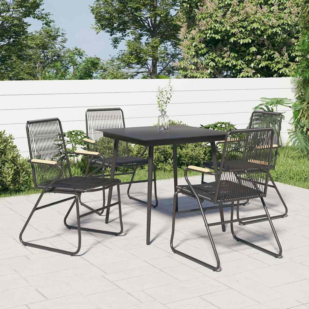 vidaXL Garden Chairs 4 pcs Black 58x59x85,5 cm PVC Rattan