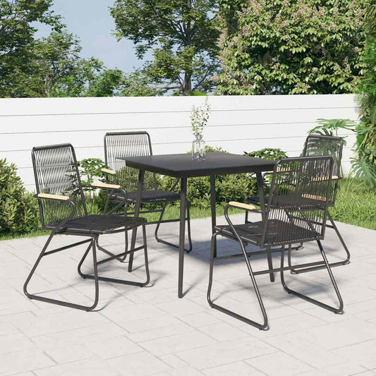 vidaXL Garden Chairs 4 pcs Black 58x59x85,5 cm PVC Rattan