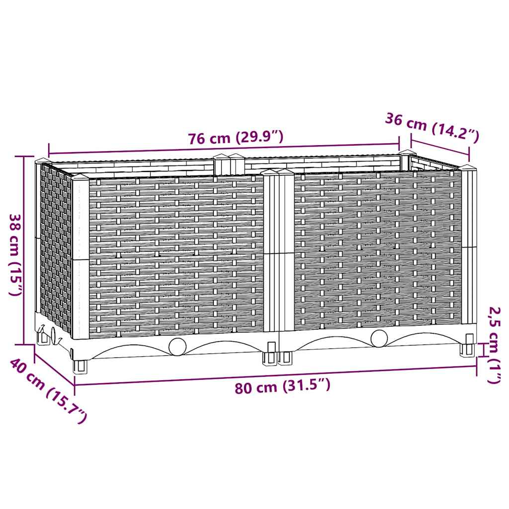 vidaXL Raised Bed 80x40x38 cm Polypropylene