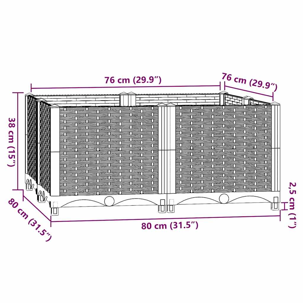 vidaXL Raised Bed 80x80x38 cm Polypropylene