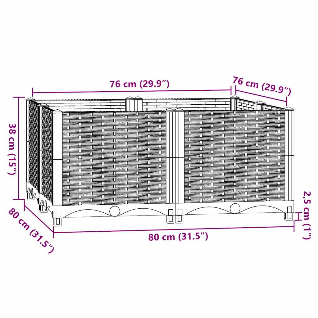 vidaXL Raised Bed 80x80x38 cm Polypropylene