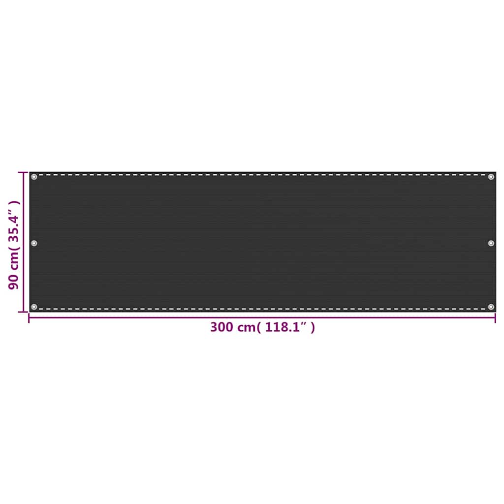 vidaXL Balcony Screen Anthracite 90x300 cm HDPE