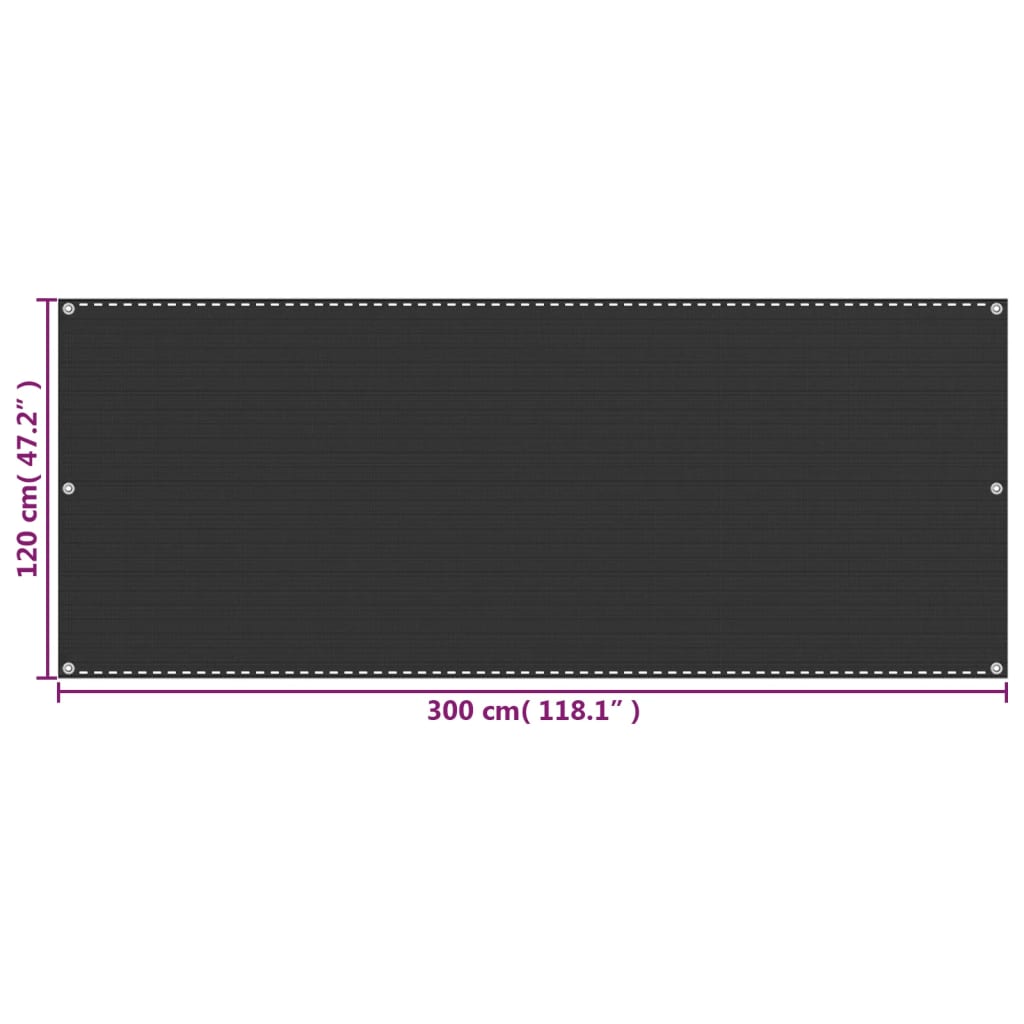 vidaXL Balcony Screen Anthracite 120x300 cm HDPE