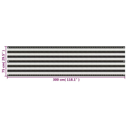 310848 vidaXL Balcony Screen HDPE 75x300 cm Anthracite and White