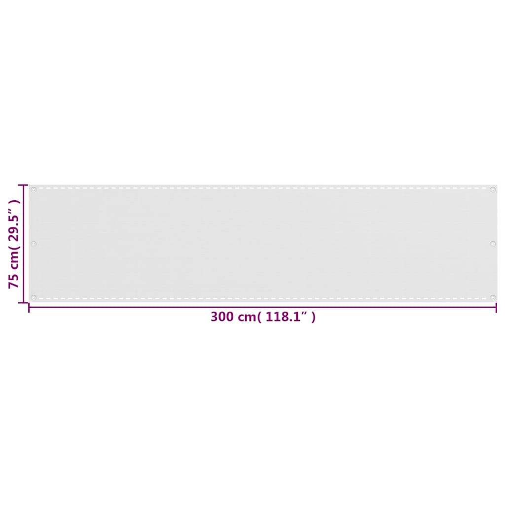 310860 vidaXL Balcony Screen White 75x300 cm HDPE