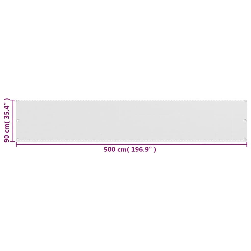 vidaXL Balcony Screen White 90x500 cm HDPE