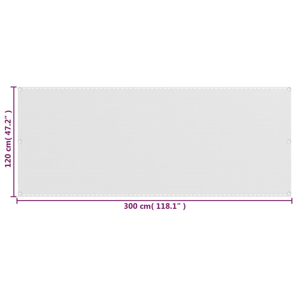 vidaXL Balcony Screen White 120x300 cm HDPE