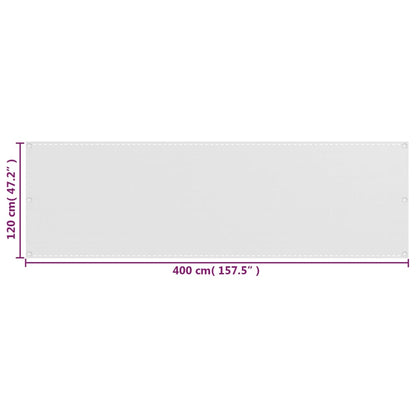 vidaXL Balcony Screen White 120x400 cm HDPE