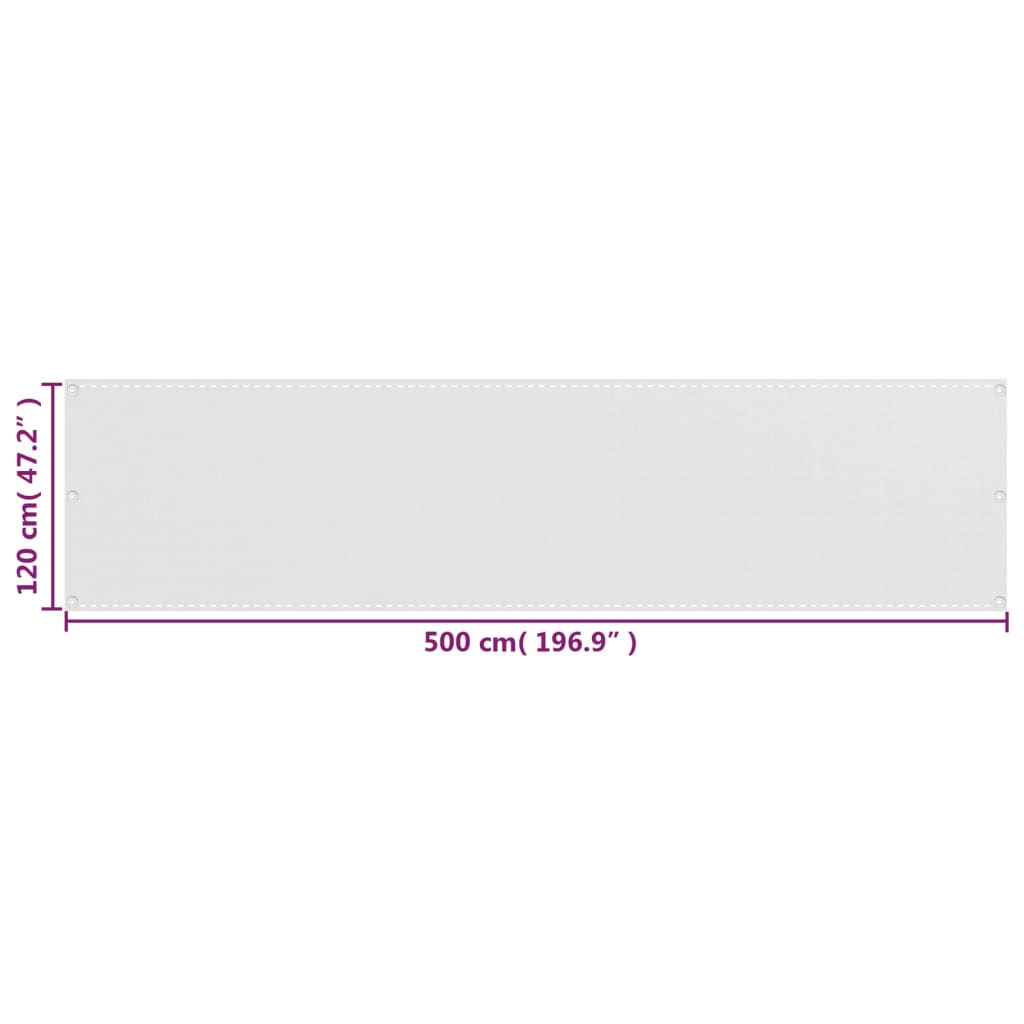vidaXL Balcony Screen White 120x500 cm HDPE