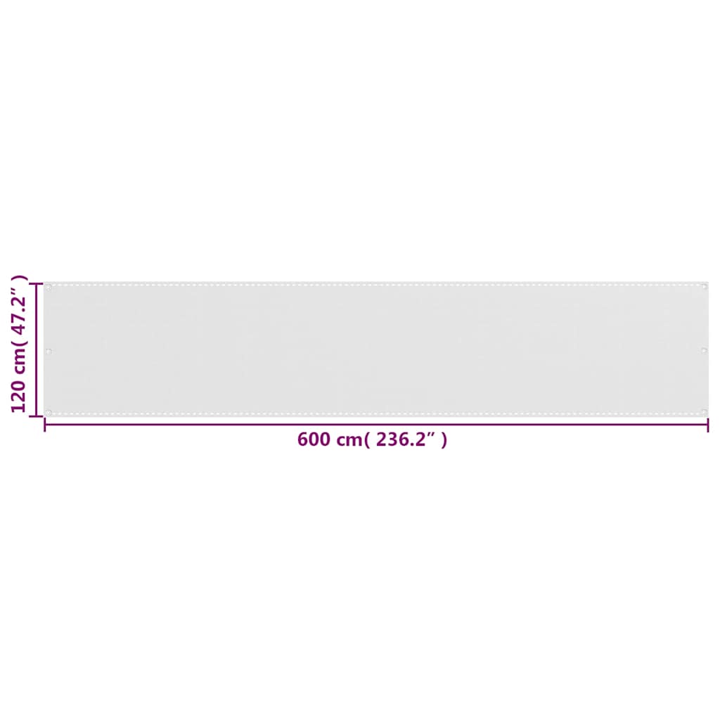 310871 vidaXL Balcony Screen White 120x600 cm HDPE