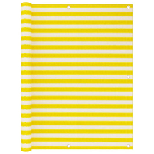 vidaXL Balcony Screen Yellow and White 120x600 cm HDPE