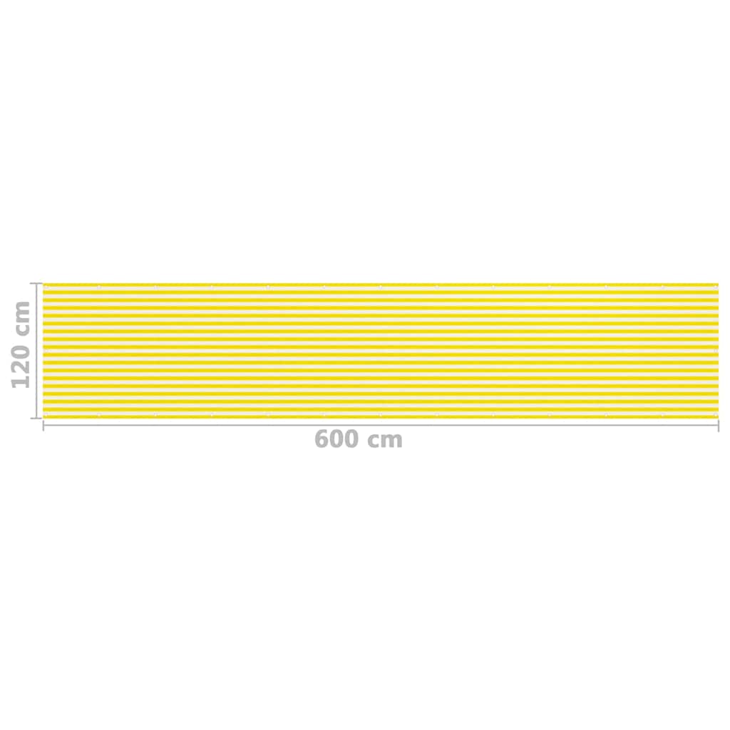 310883 vidaXL Balcony Screen Yellow and White 120x600 cm HDPE