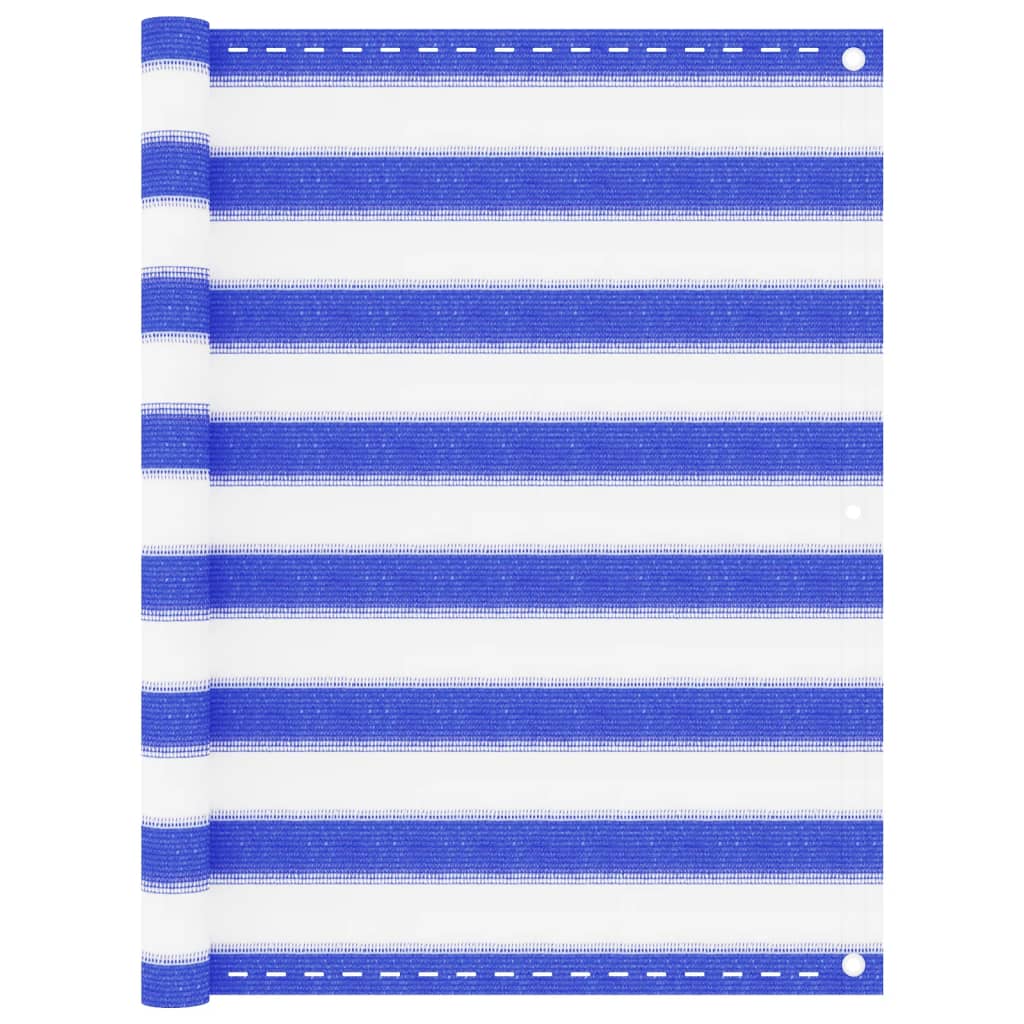 vidaXL Balcony Screen Blue and White 90x400 cm HDPE