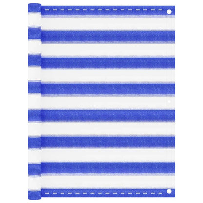 vidaXL Balcony Screen Blue and White 90x400 cm HDPE