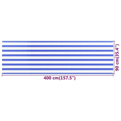 310889 vidaXL Balcony Screen Blue and White 90x400 cm HDPE