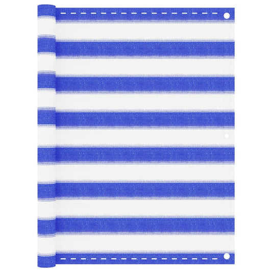 vidaXL Balcony Screen Blue and White 90x500 cm HDPE