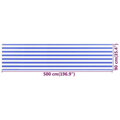 vidaXL Balcony Screen Blue and White 90x500 cm HDPE
