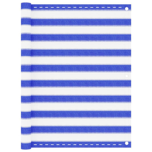 vidaXL Balcony Screen Blue and White 120x400 cm HDPE