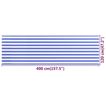 vidaXL Balcony Screen Blue and White 120x400 cm HDPE