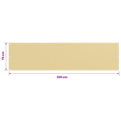 310908 vidaXL Balcony Screen Beige 75x300 cm HDPE