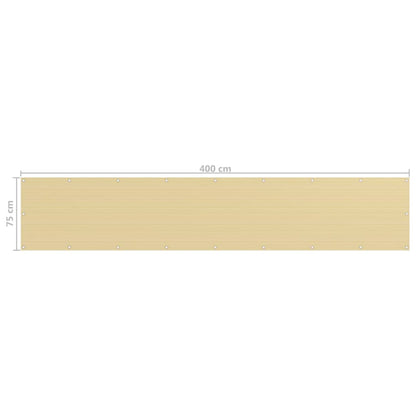 vidaXL Balcony Screen Beige 75x400 cm HDPE