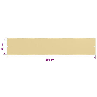 310909 vidaXL Balcony Screen Beige 75x400 cm HDPE