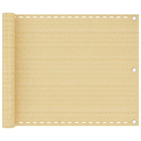vidaXL Balcony Screen Beige 75x500 cm HDPE