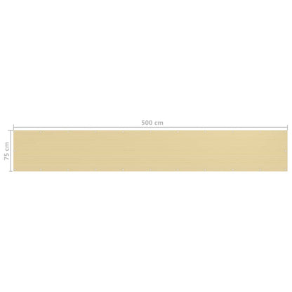 vidaXL Balcony Screen Beige 75x500 cm HDPE