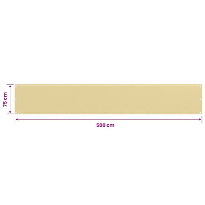 310910 vidaXL Balcony Screen Beige 75x500 cm HDPE