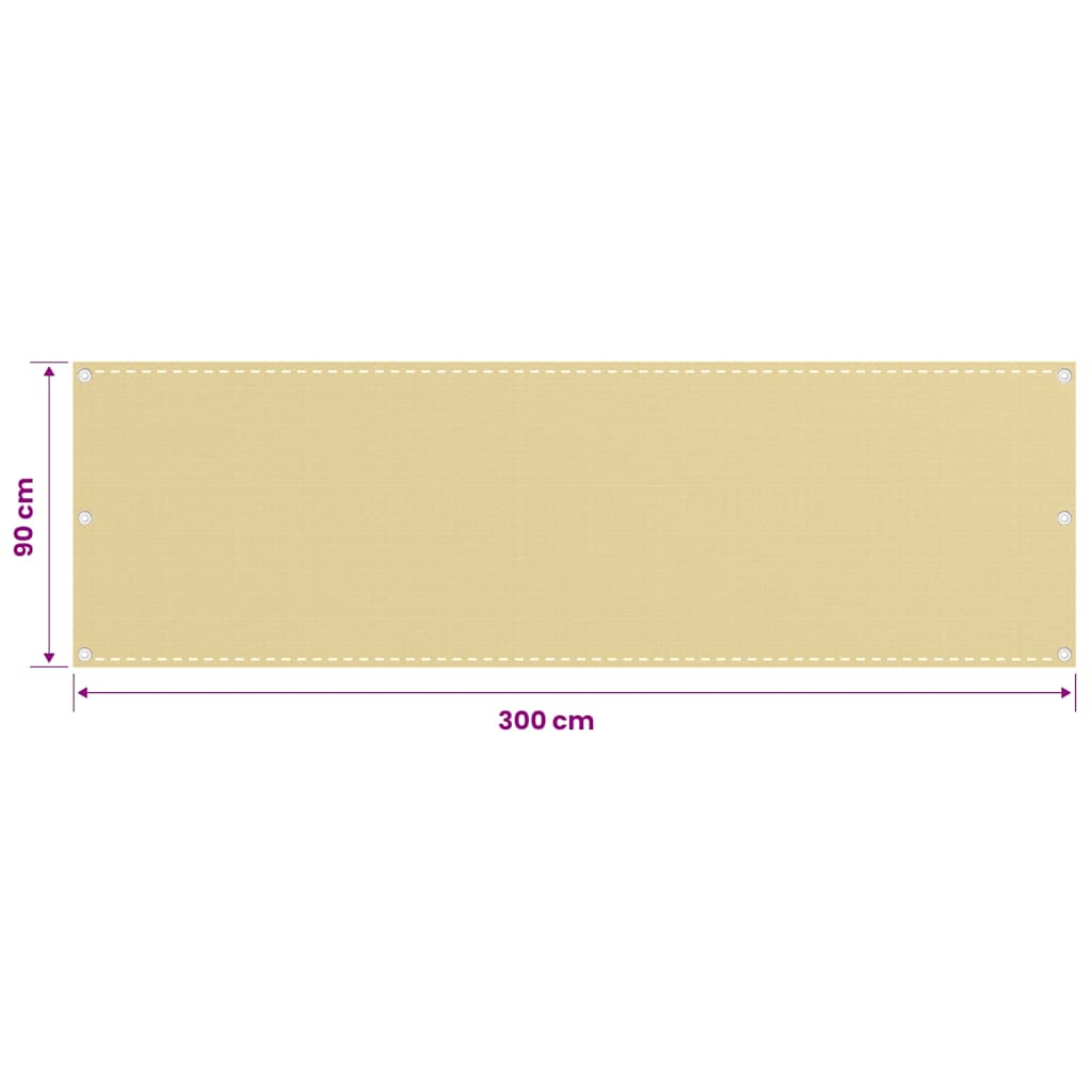 310912 vidaXL Balcony Screen Beige 90x300 cm HDPE