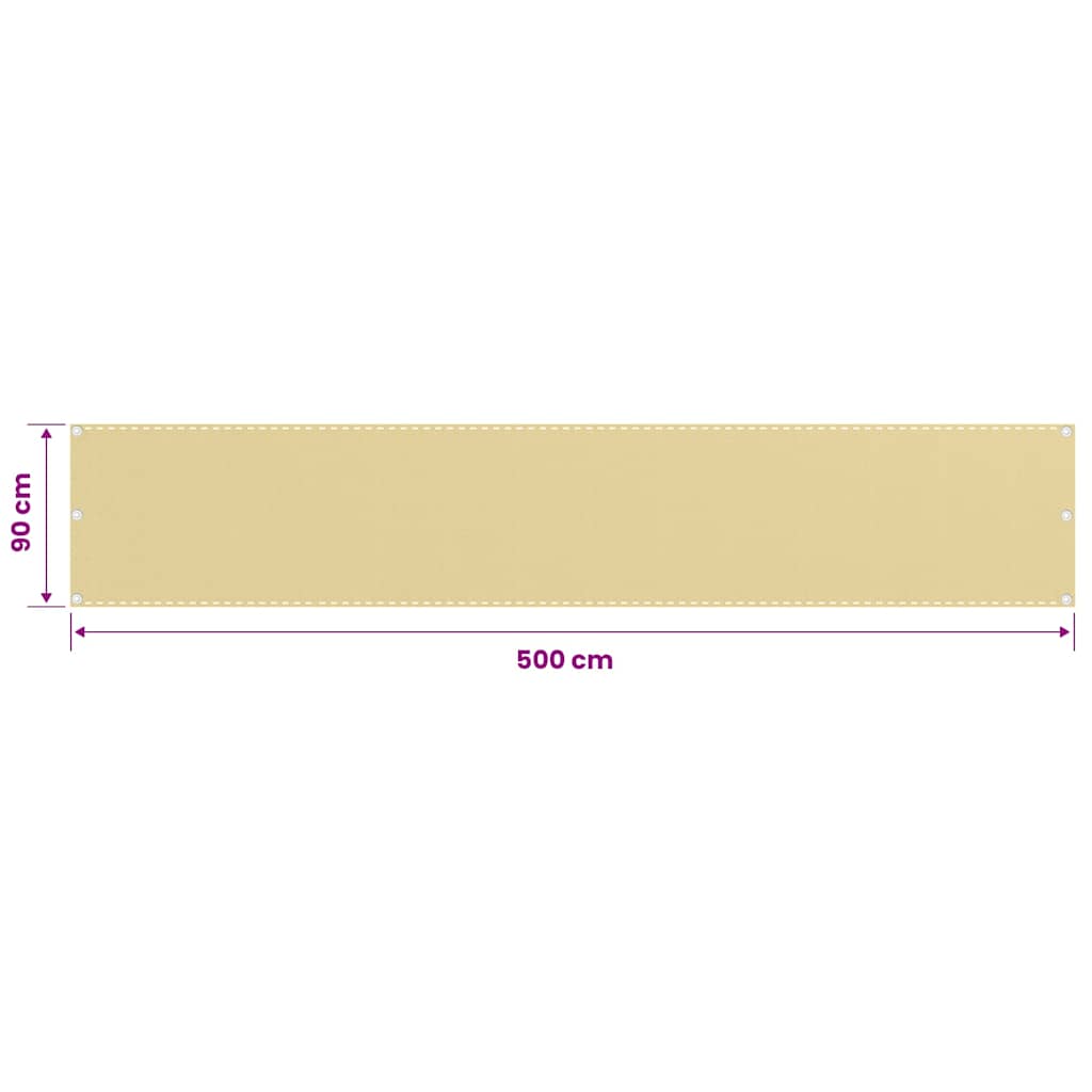 310914 vidaXL Balcony Screen Beige 90x500 cm HDPE