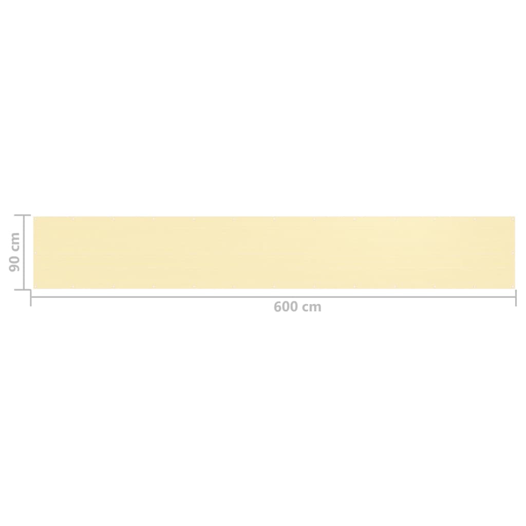 vidaXL Balcony Screen Beige 90x600 cm HDPE