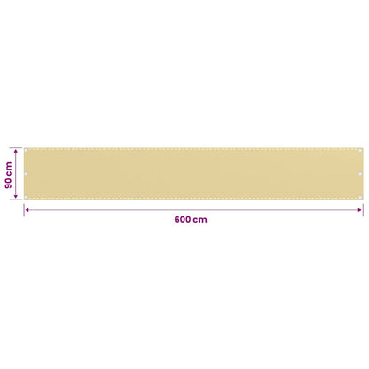 310915 vidaXL Balcony Screen Beige 90x600 cm HDPE