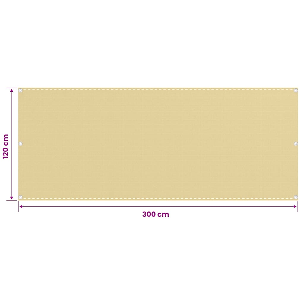 310916 vidaXL Balcony Screen Beige 120x300 cm HDPE