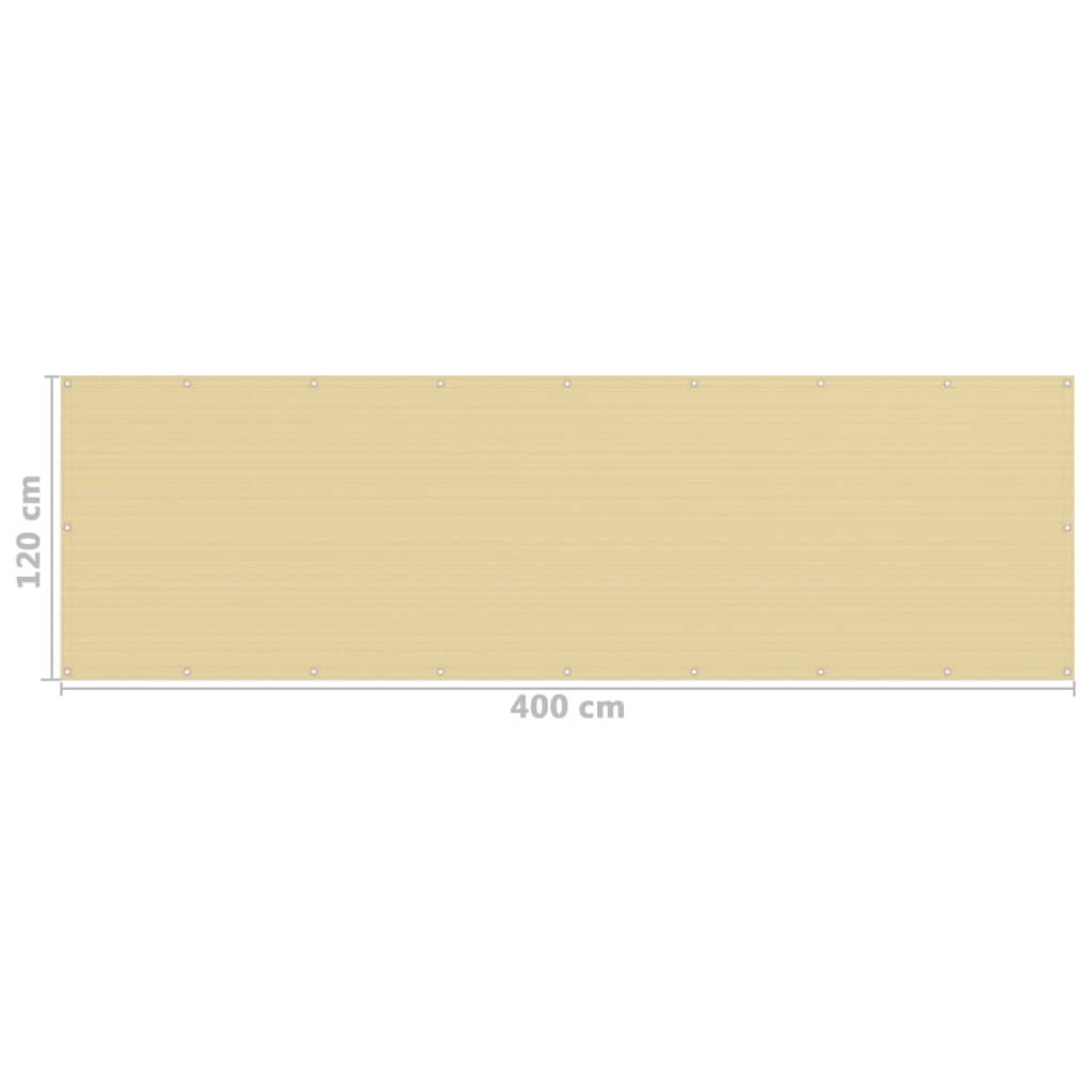 vidaXL Balcony Screen Beige 120x400 cm HDPE