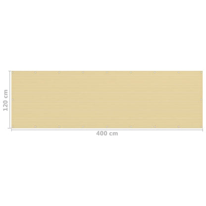vidaXL Balcony Screen Beige 120x400 cm HDPE