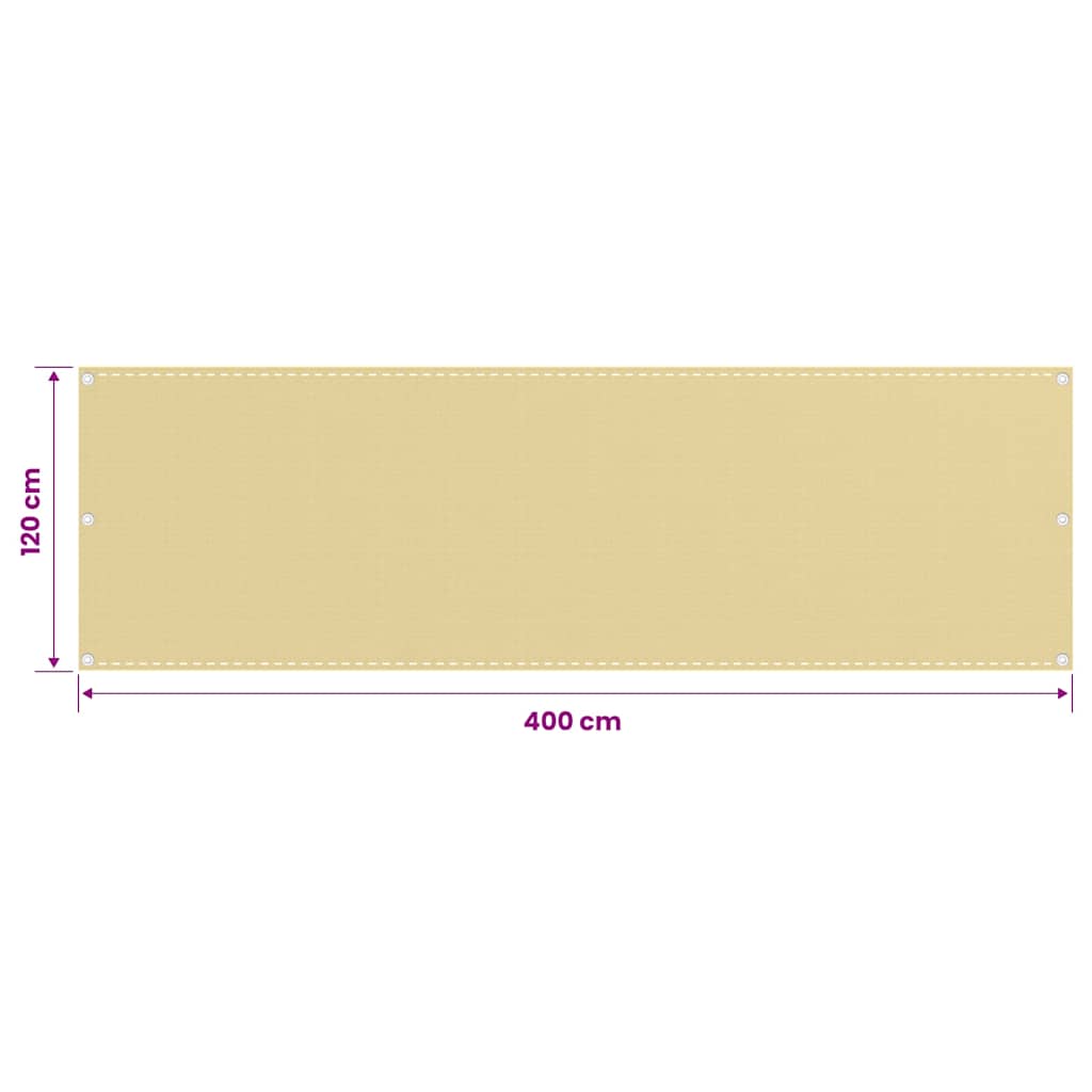 310917 vidaXL Balcony Screen Beige 120x400 cm HDPE