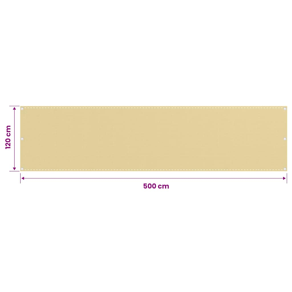 310918 vidaXL Balcony Screen Beige 120x500 cm HDPE