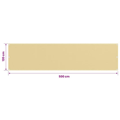 310918 vidaXL Balcony Screen Beige 120x500 cm HDPE