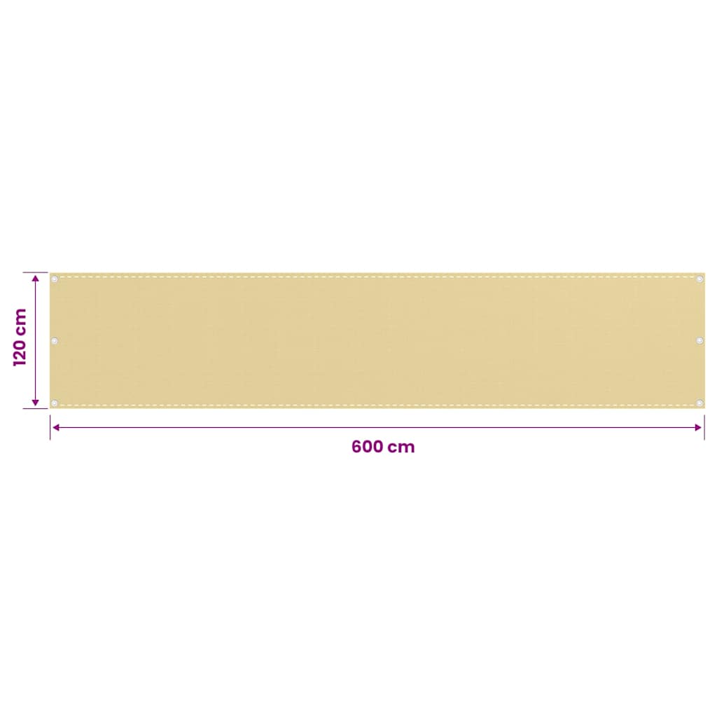 310919 vidaXL Balcony Screen Beige 120x600 cm HDPE