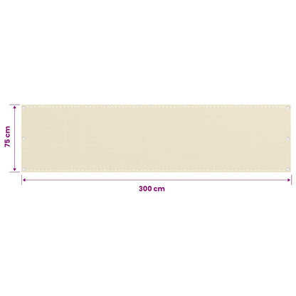 vidaXL Balcony Screen Cream 75x300 cm HDPE